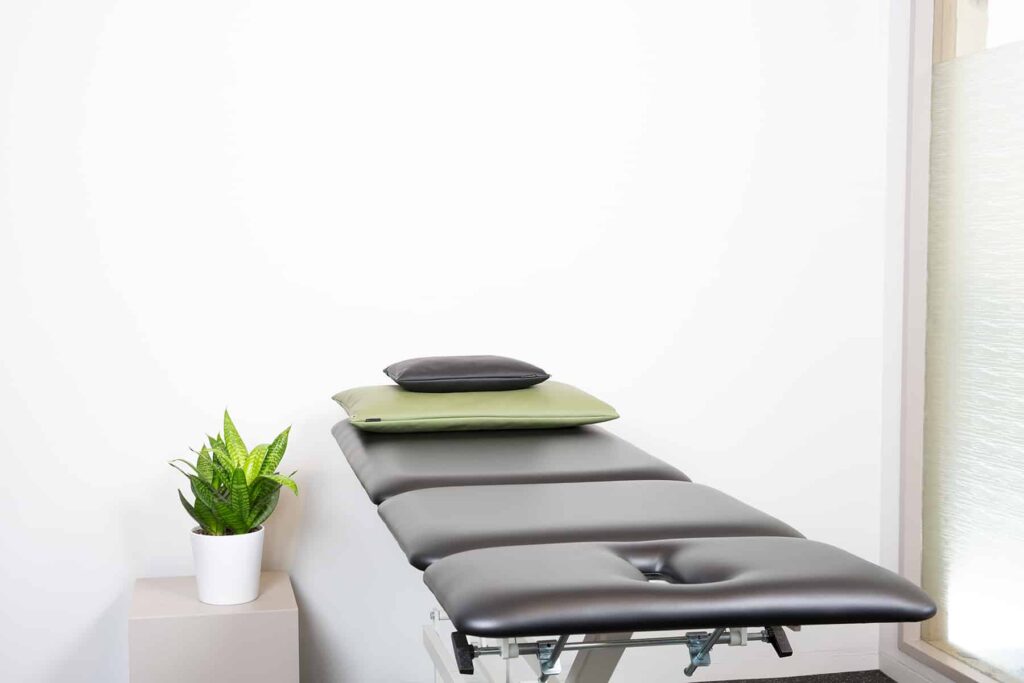PT clinic table with EcoPro pillow covers on the table