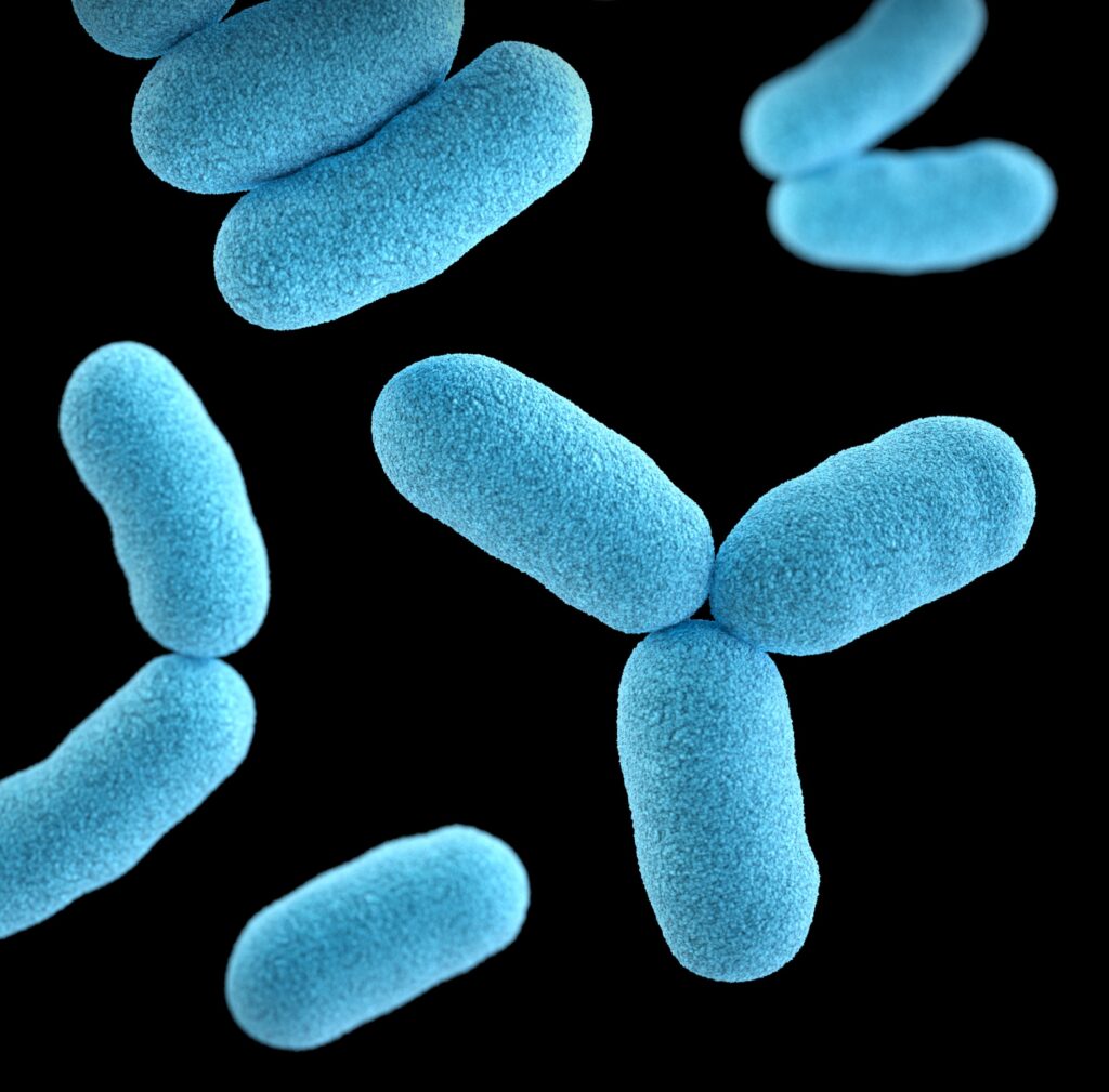 image of blue germs and bacteria. cylindrical shaped