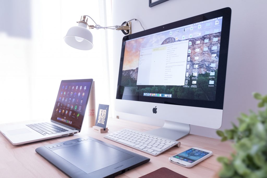 Desktop, laptop, cell phones, and tablet